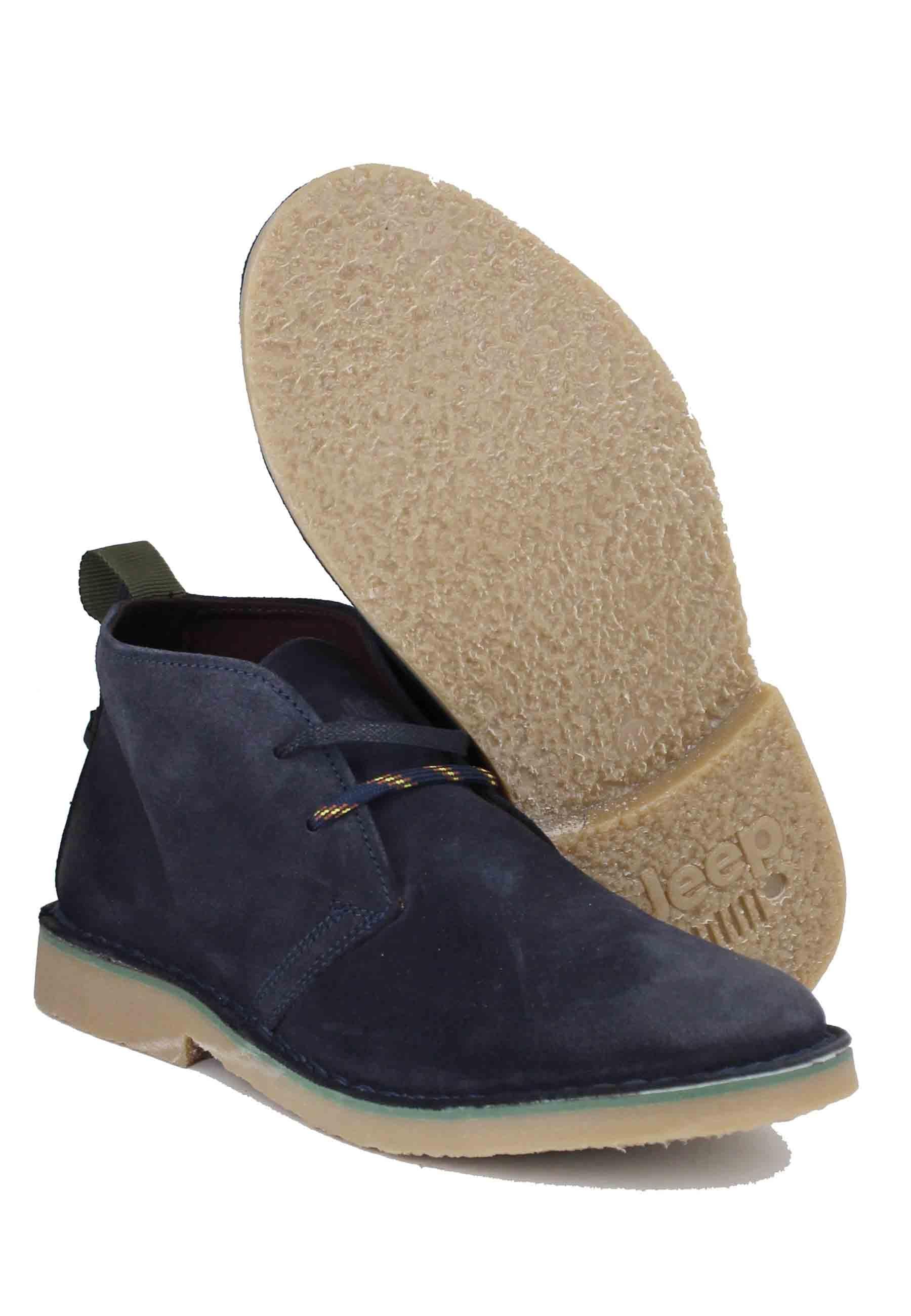 Stivaletti polacchine uomo Overland in camoscio blu con suola in para JM32070A 016 Jeep 