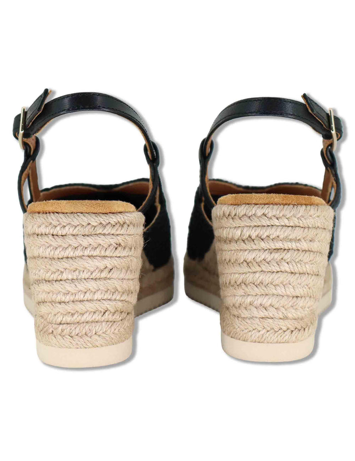 Sandali espadrillas donna in tessuto nero con zeppa in corda CHABI NTO BLACK Unisa 