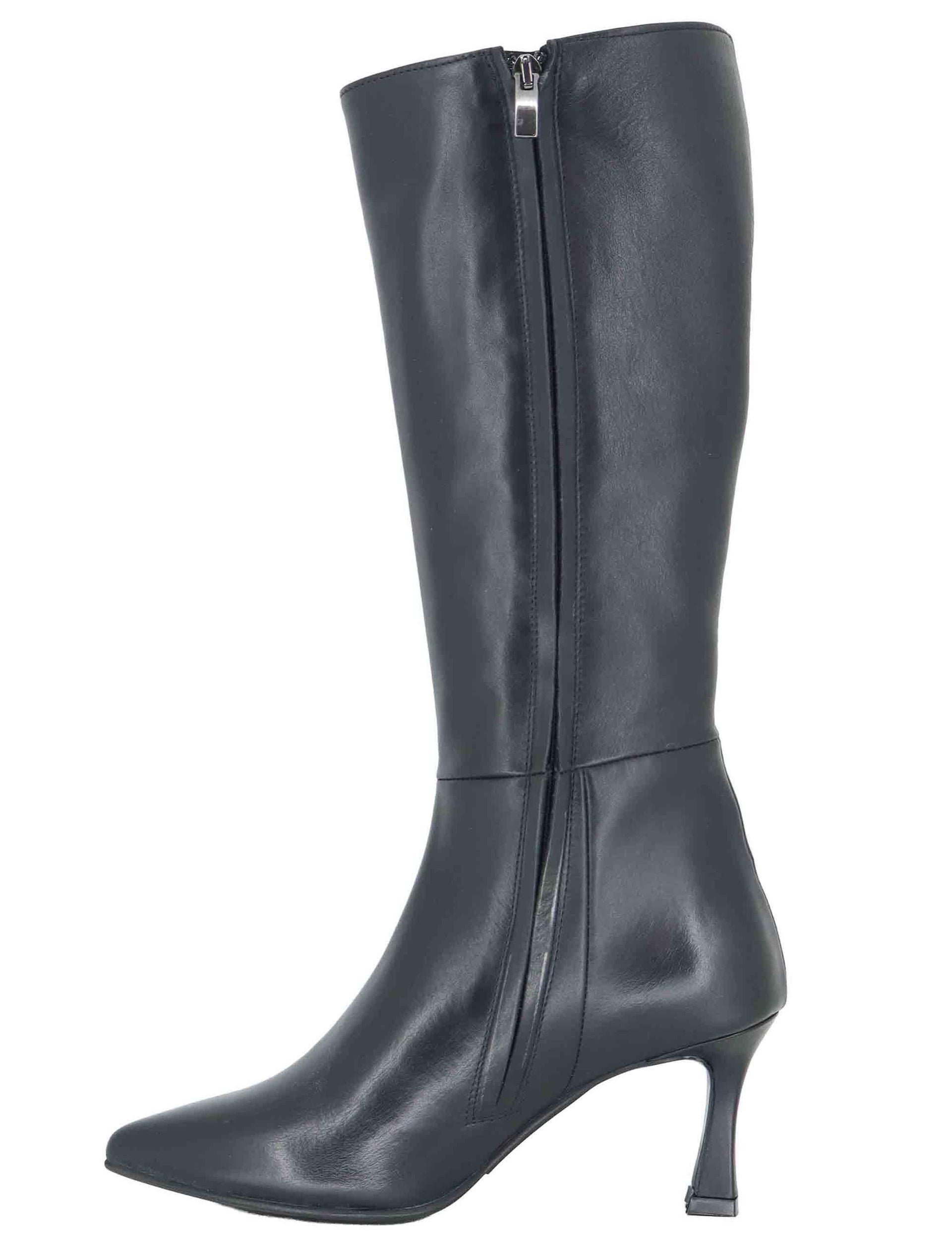 Stivali donna in pelle nera con tacco alto e punta a punta OSCAR 1 001 Tattoo 