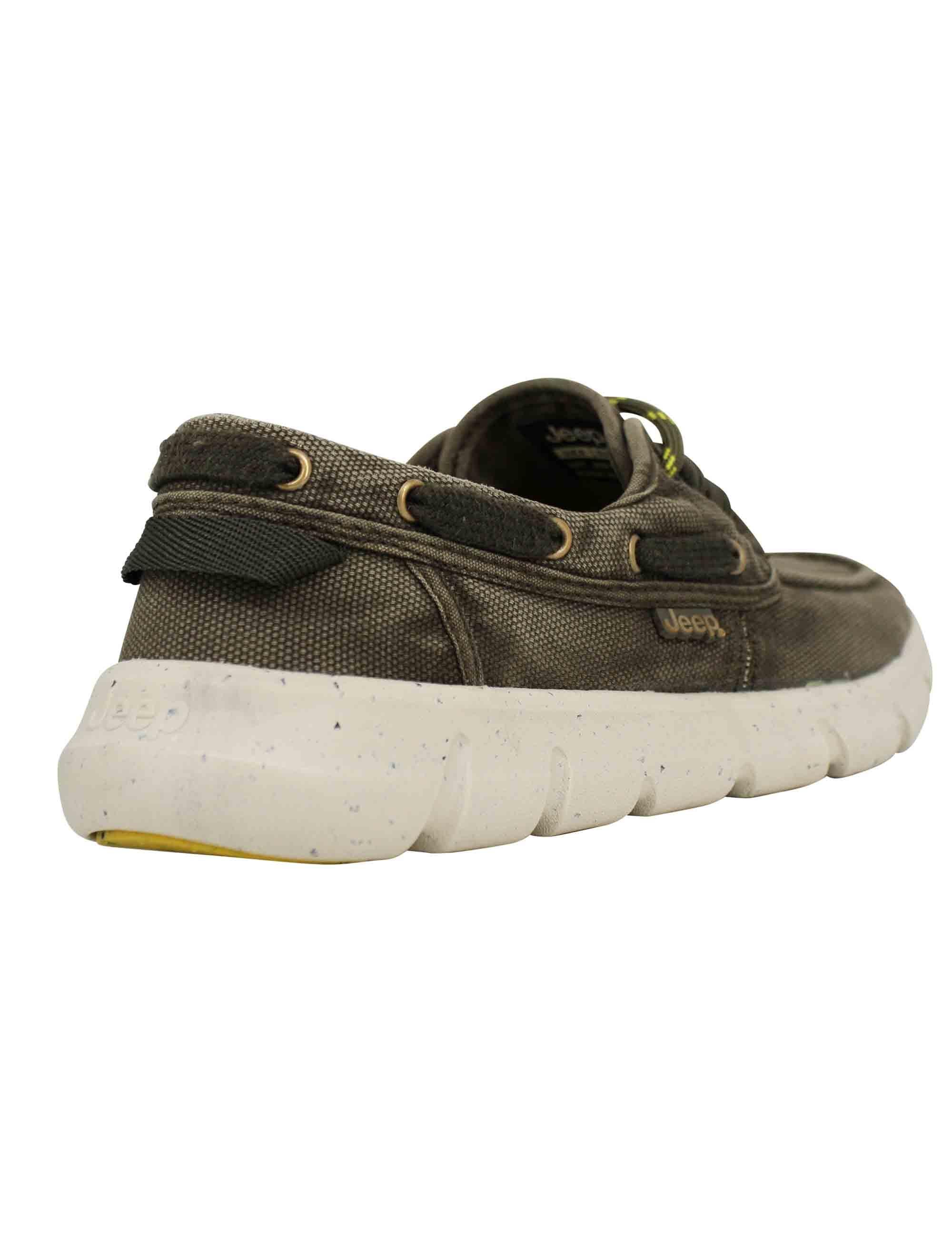 Stringate uomo tabasco boat in tessuto verde con suola ultra leggera JM41031A 020 Jeep 