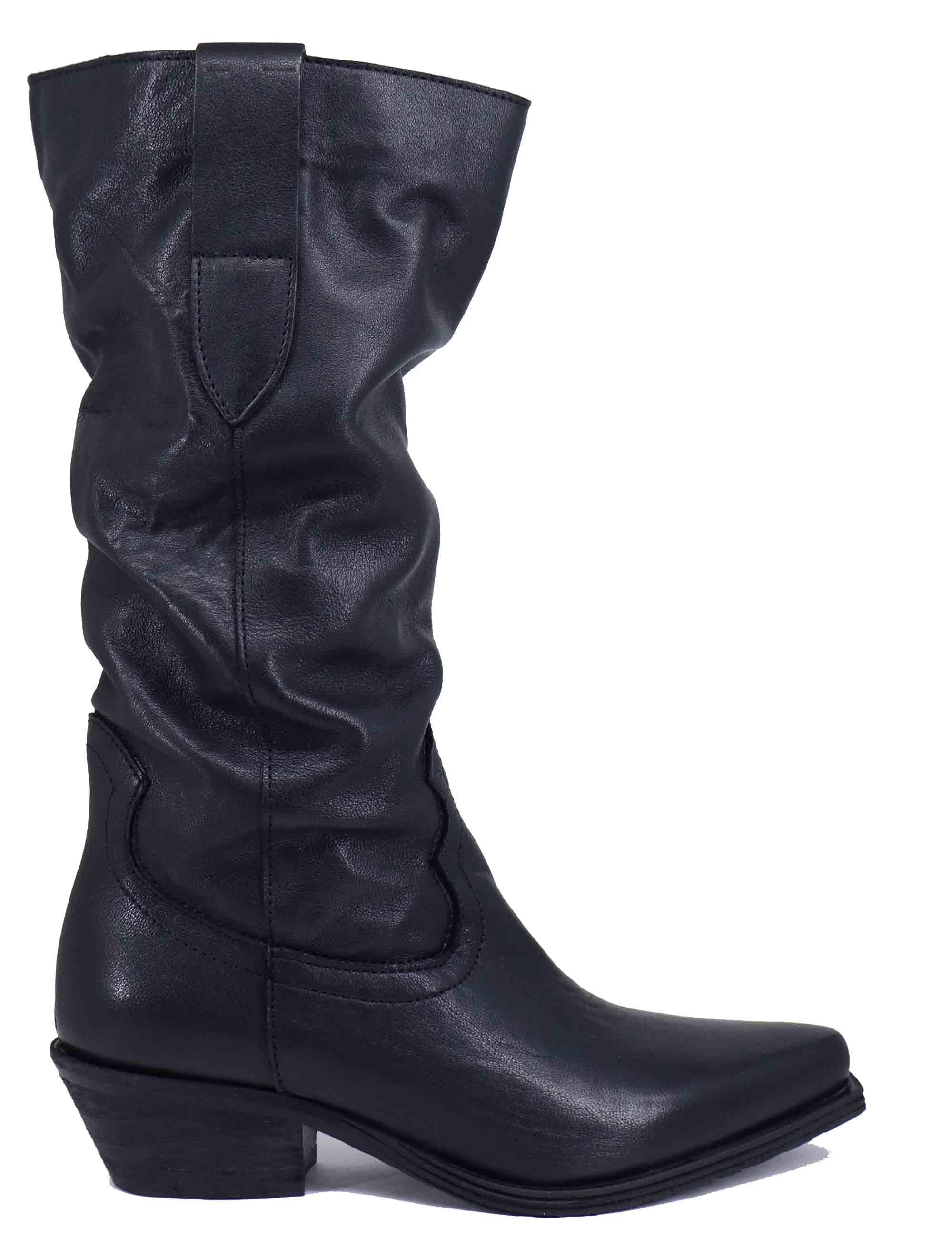 Stivali texani donna in pelle nera Donna NEVIS05 001