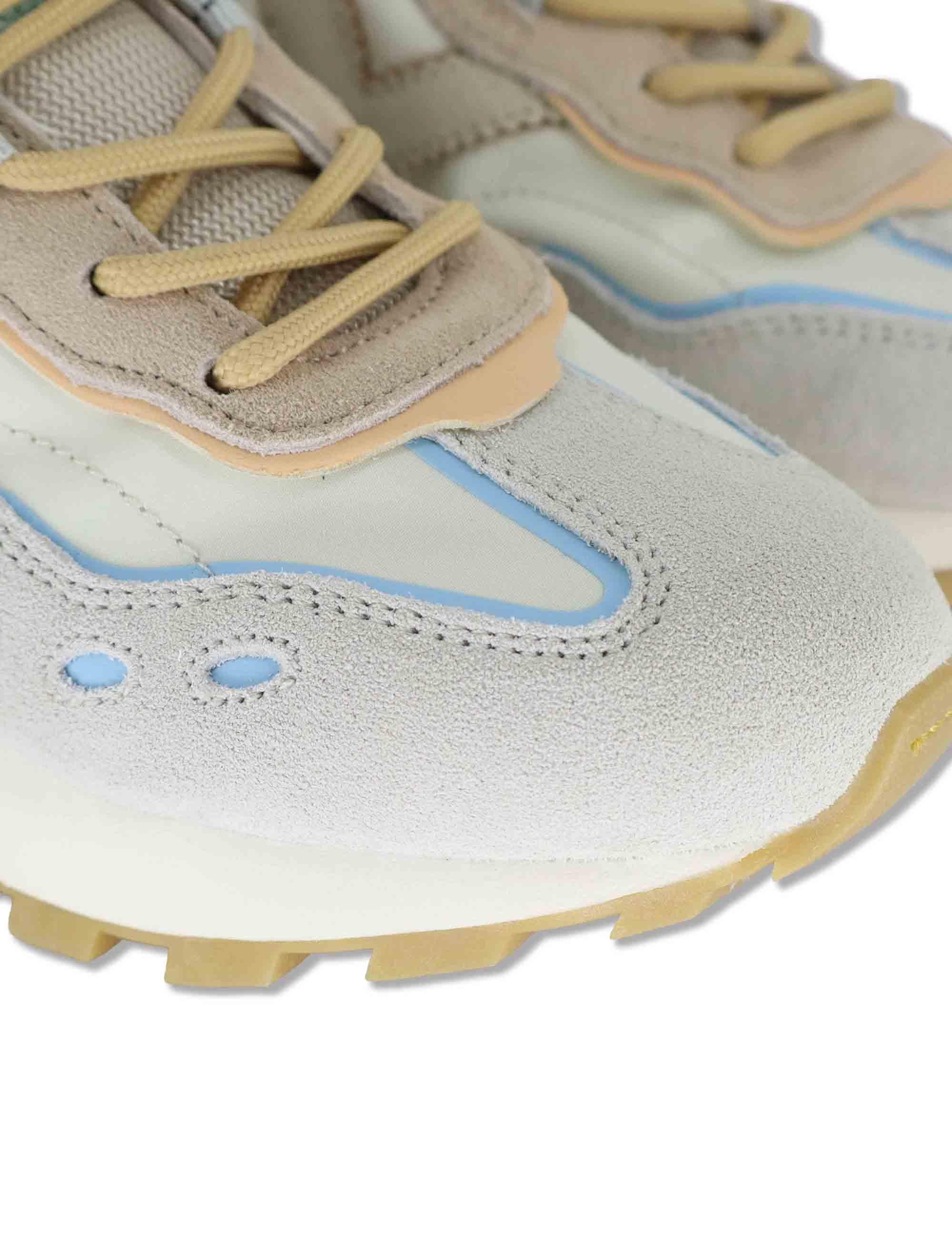 Sneakers donna Luna in pelle e camoscio beige con suola running 1156116 80_Beige Victoria 