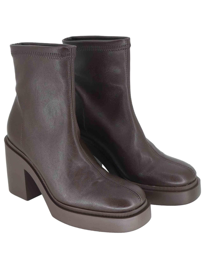 Stivaletti donna in tessuto elasticizzato marrone e zeppa alta 78515-64 44 Miss Elastic 