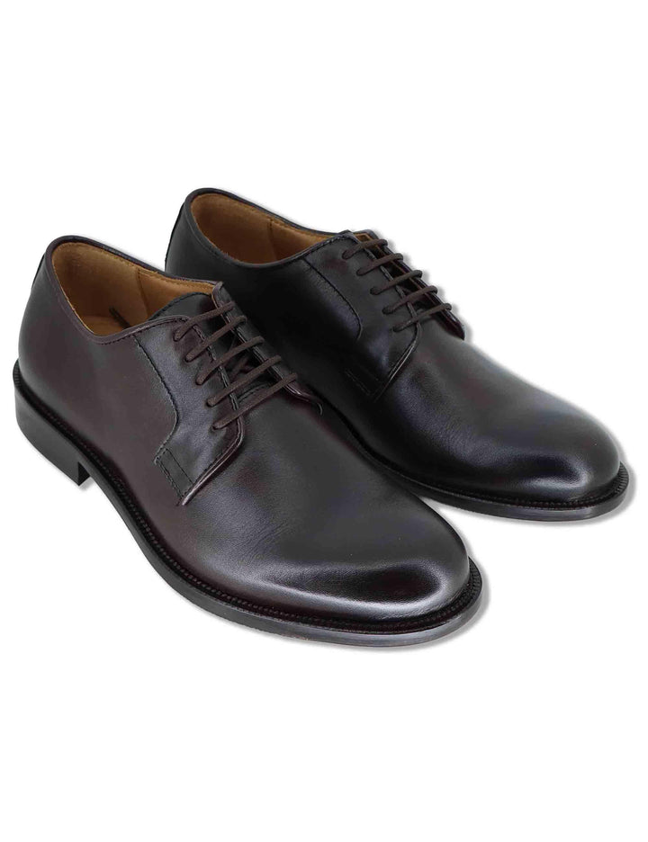 Stringate uomo in pelle marrone con suola in cuoio e gomma cucita SPDU603 014 Spatarella 