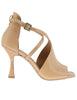 Women's beige leather ankle strap high heel sandals BL5605X 017