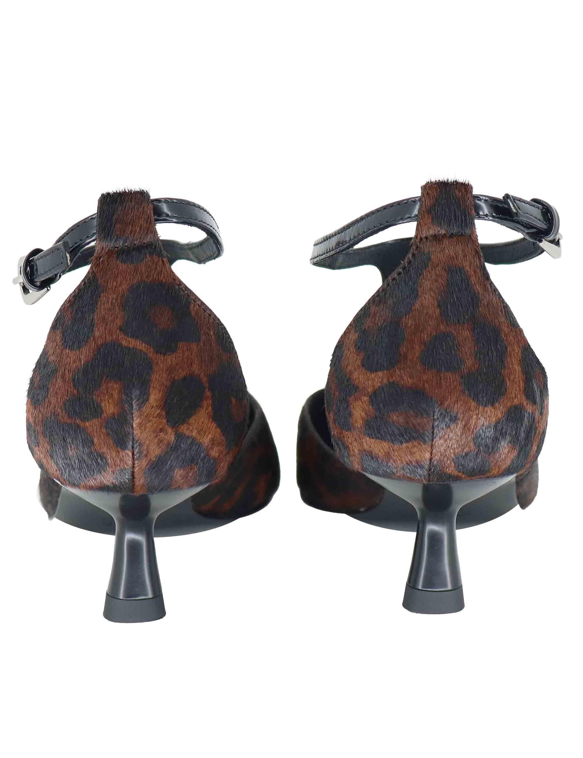 Mary Jane donna in pelle animalier con riporti in pelle nera tacco basso 520Z91VK 39 Bibi Lou 