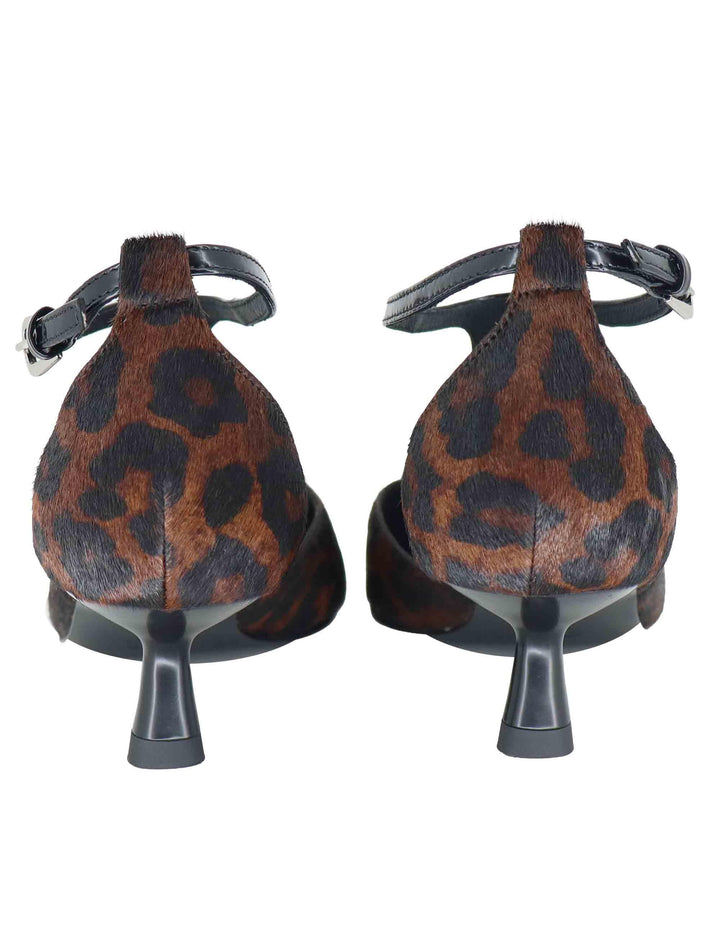 Mary Jane donna in pelle animalier con riporti in pelle nera tacco basso 520Z91VK 39 Bibi Lou 