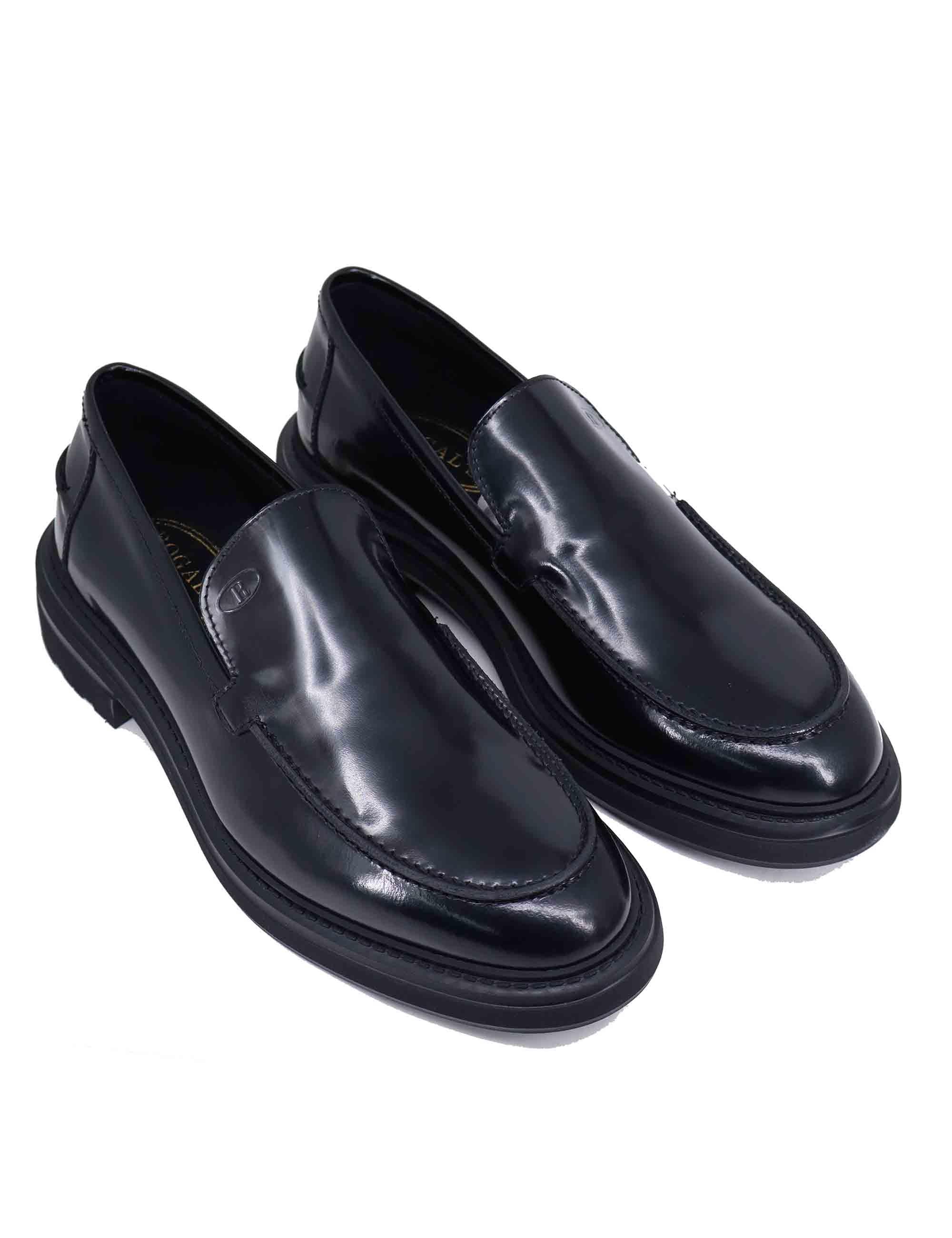 Mocassini uomo in pelle nera con suola in gomma CHIBA 5 001 Rogal's 