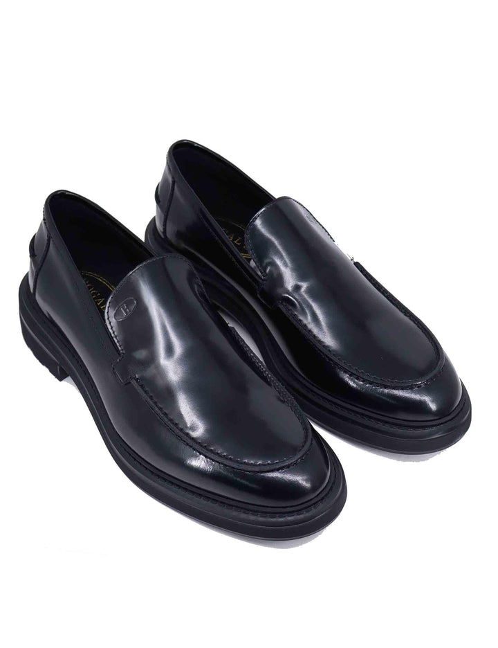 Mocassini uomo in pelle nera con suola in gomma CHIBA 5 001 Rogal's 