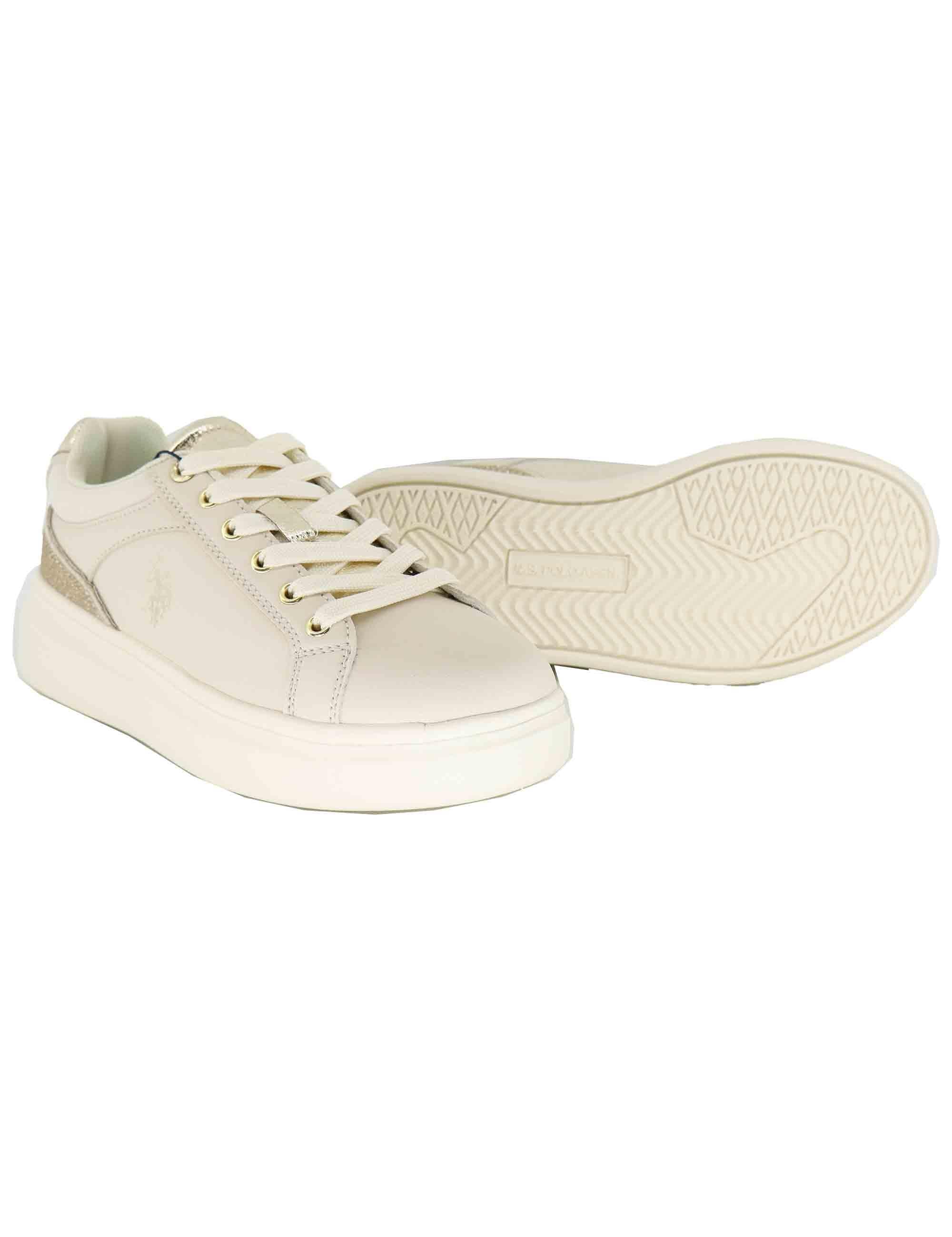 Sneakers donna in eco pelle beige con suola alta in gomma CODY015 LBE009 U.S. Polo Assn. 