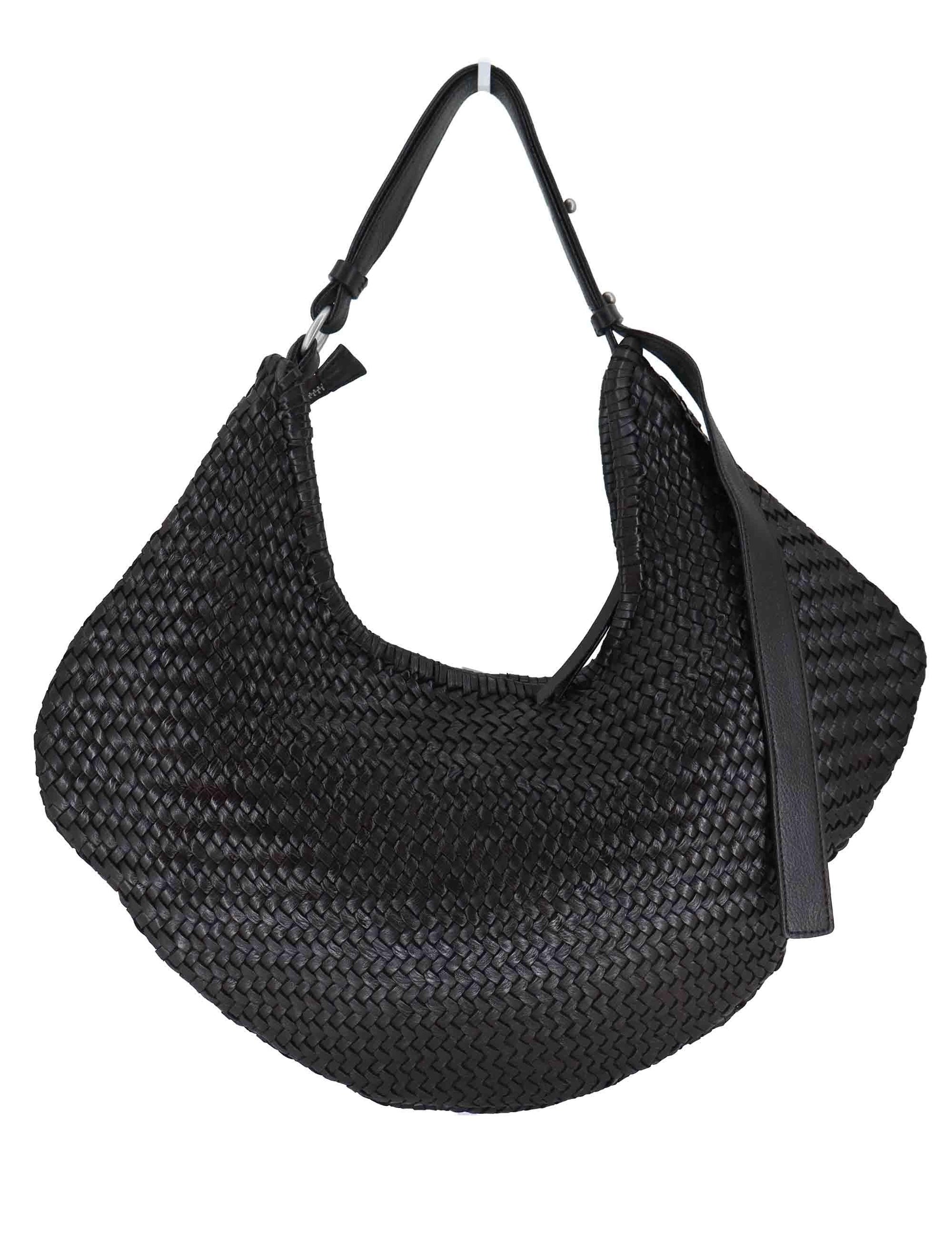 Borse donna in pelle marrone intrecciata con manico a spalla RBS1102 220 Rehard 