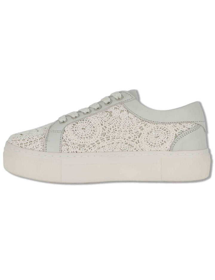Sneakers donna in rafia off white e pelle con suola in gomma SP60038 016 Spatarella 
