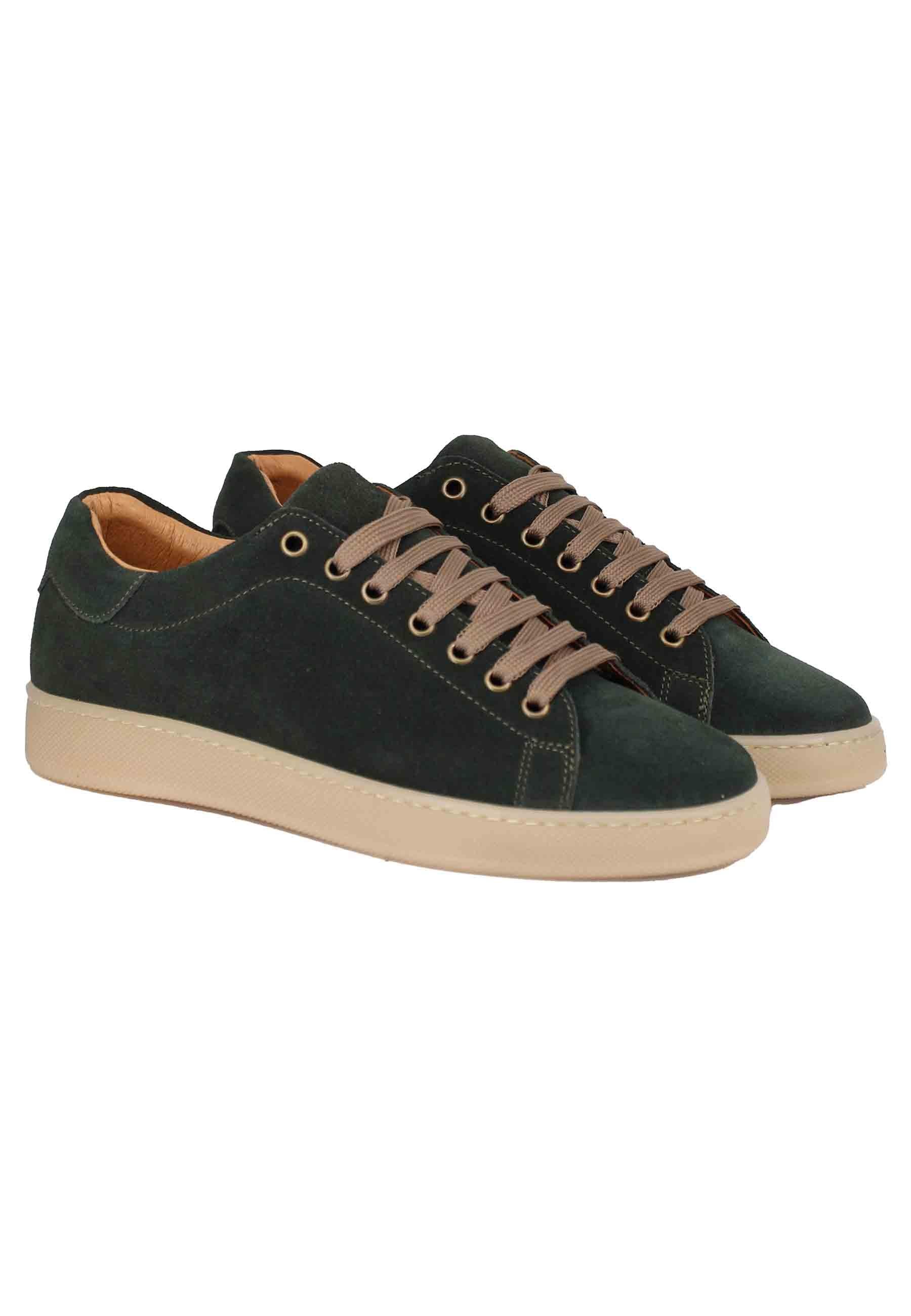 Sneakers uomo in camoscio verde con fondo in gomma 2011 025 Spatarella 