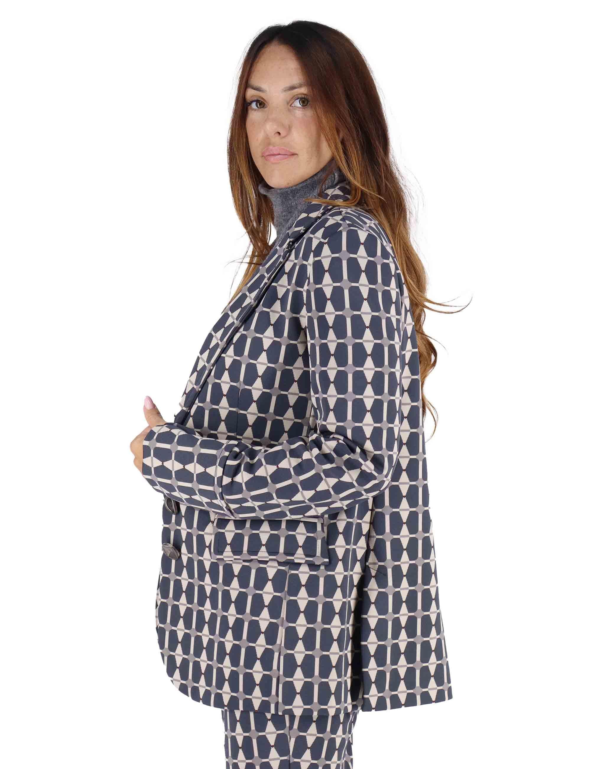 Giacche donna Geometric Jacquard in tessuto grigio a fantasia JD647860168 A2170 Maliparmi 