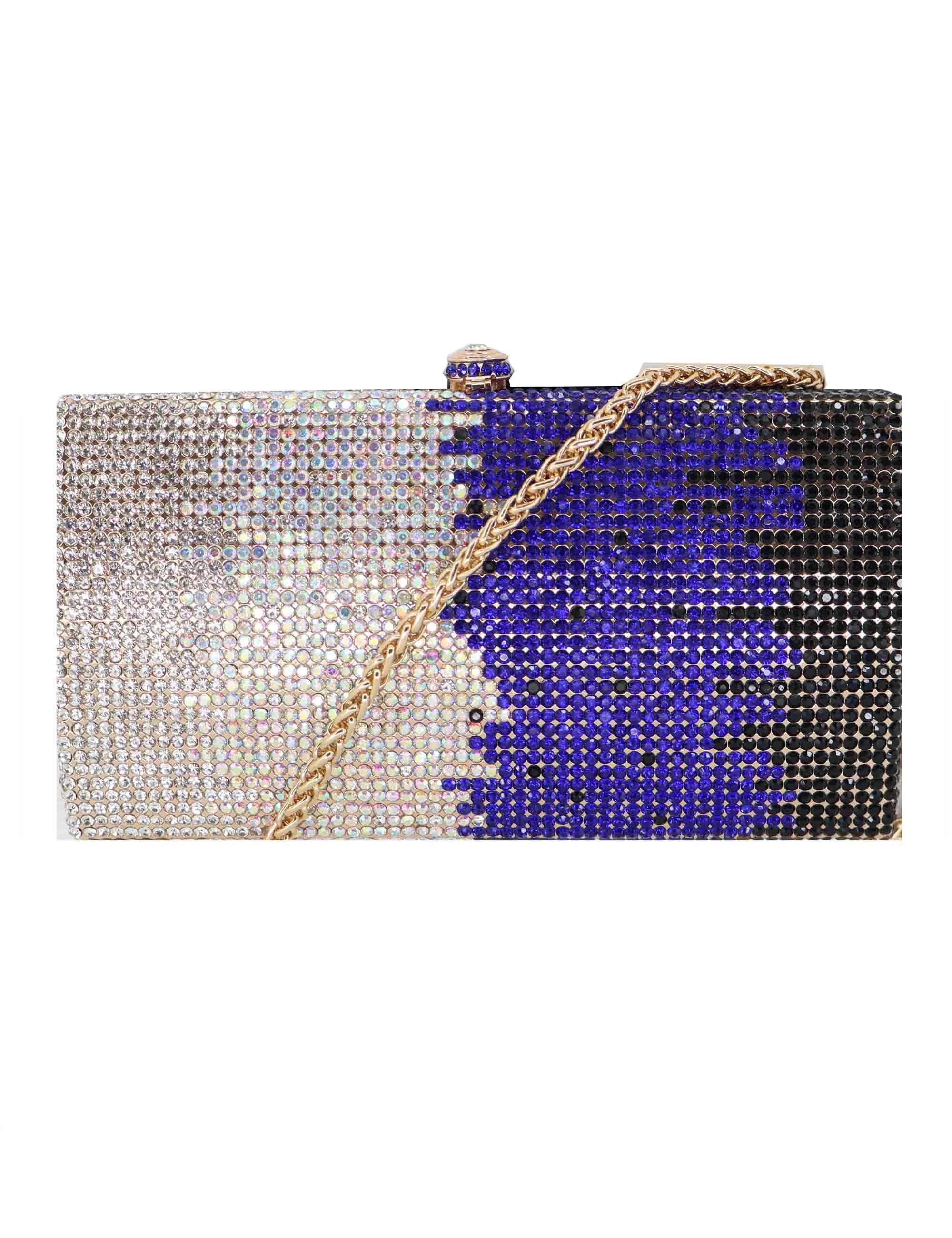 Clutch donna in strass blu con tracolla ACA0199 BLU Anna Cecere 