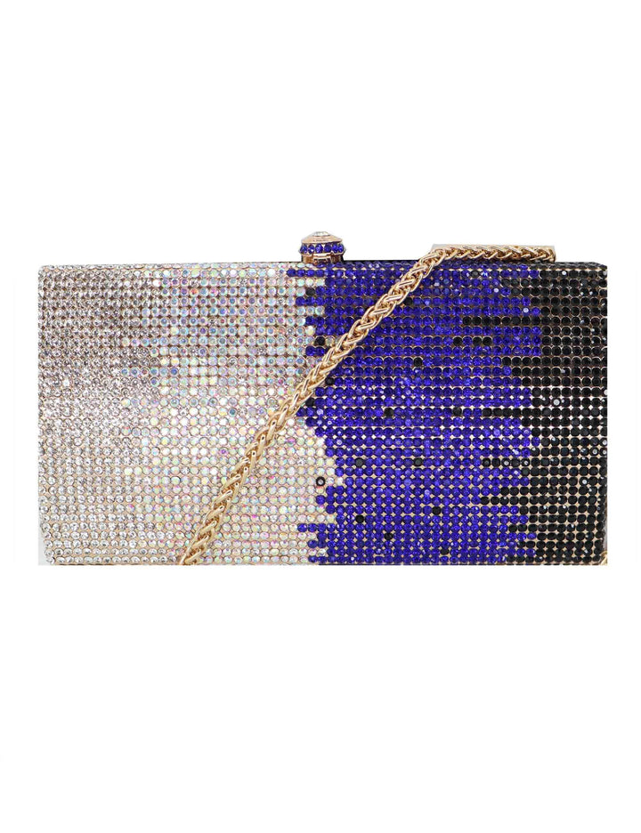 Clutch donna in strass blu con tracolla ACA0199 BLU Anna Cecere 