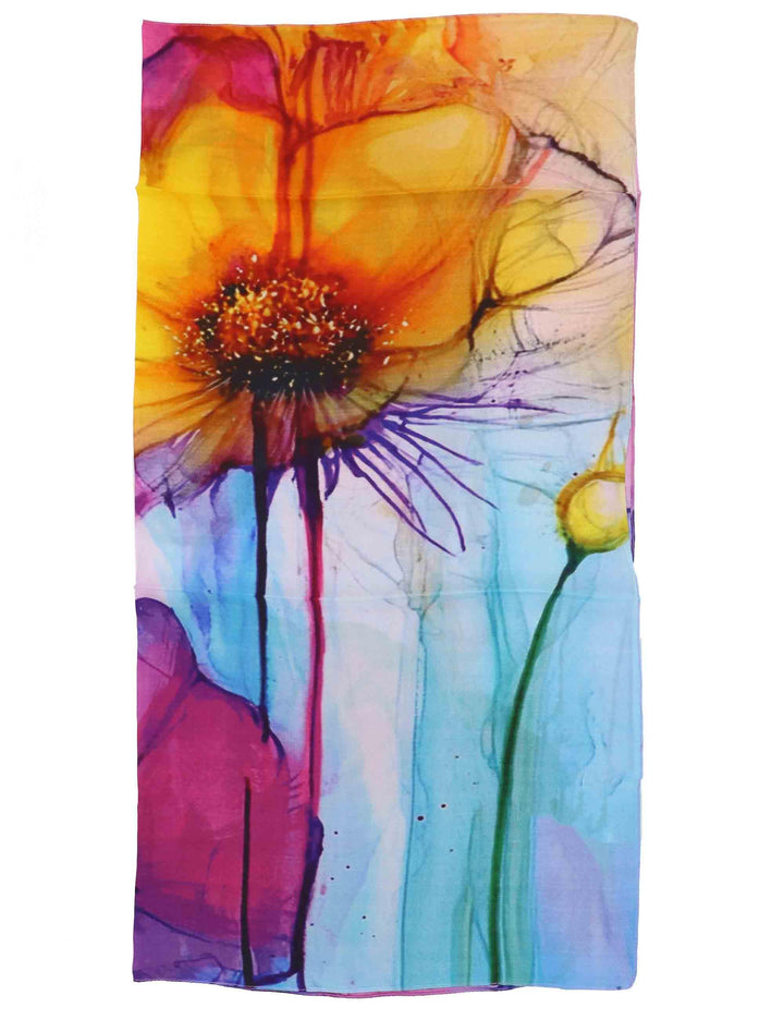 Foulard donna in pura seta a fantasia celeste Acquarello 60260053 0029 Pyaar 