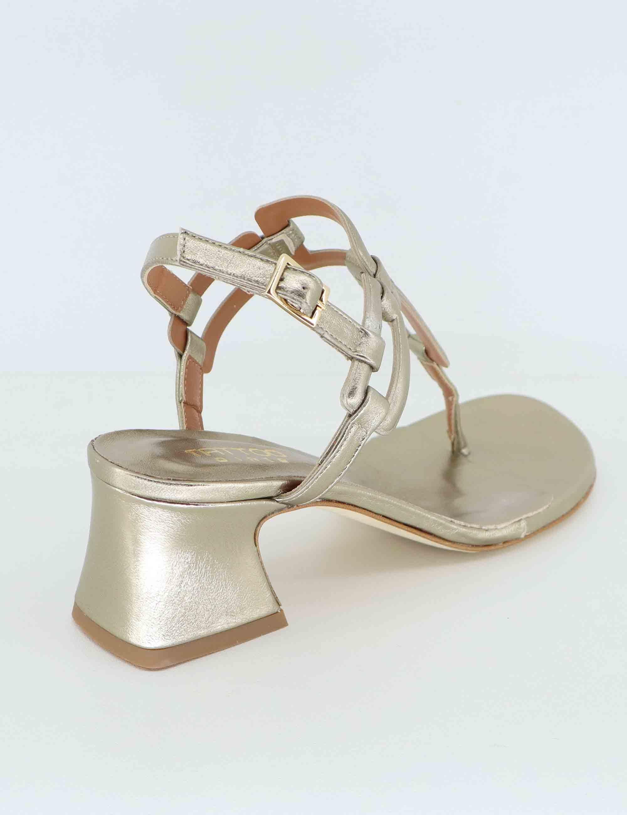 Sandali infradito donna in pelle bronzo suola in cuoio 1027 078 Tattoo 