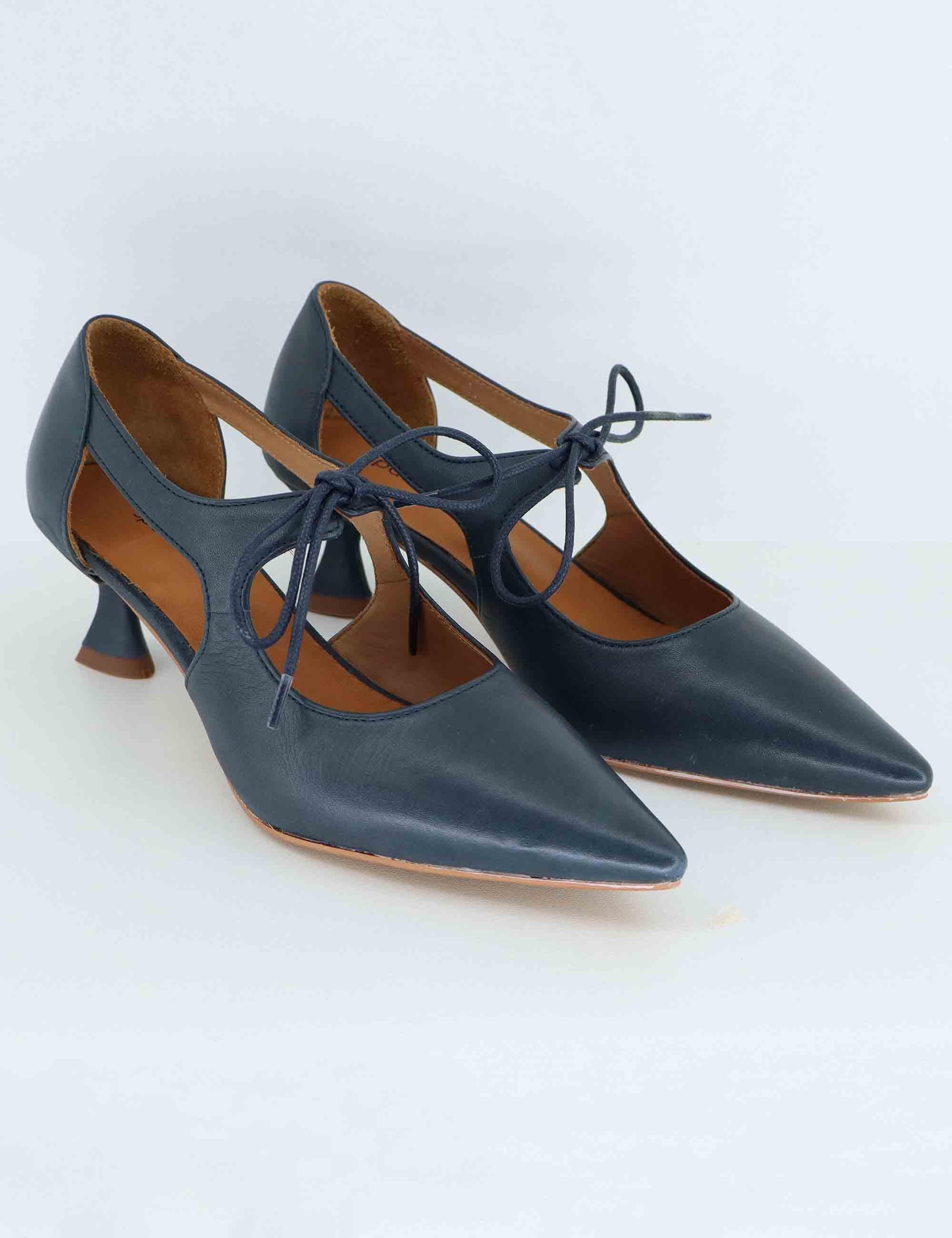 Decollete donna in pelle blu con laccetti SPY01-07 002 Spatarella 