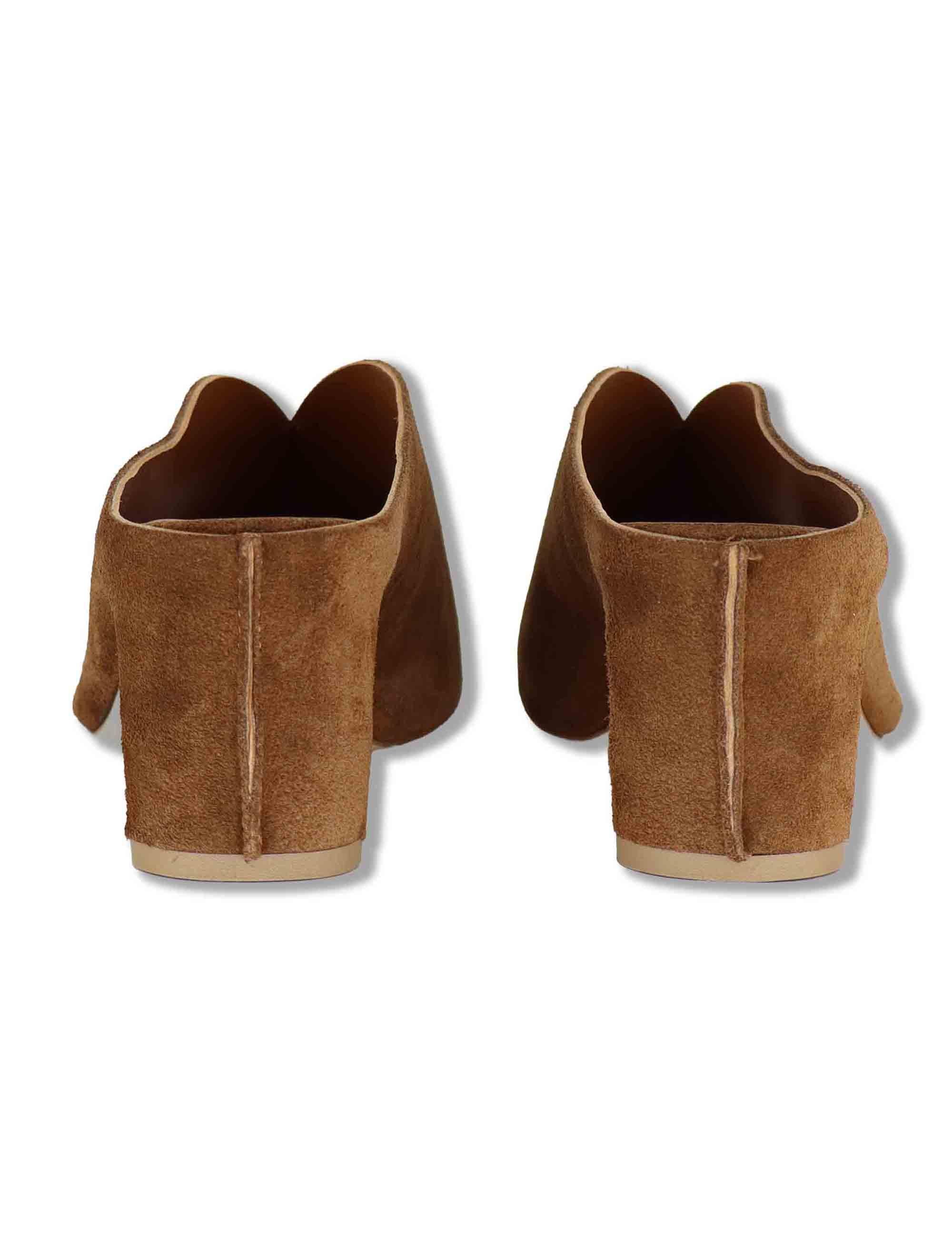 Sandali donna in camoscio cuoio senza cinturini con punta quadra DS2677/SR 014 L'Arianna 