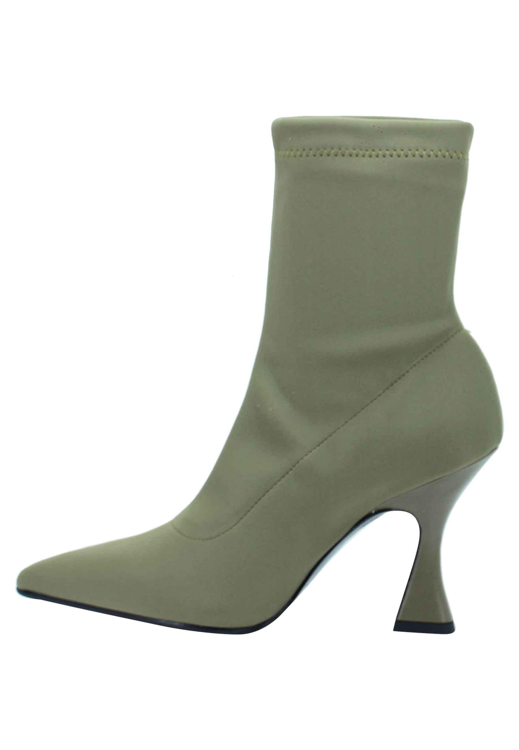 Stivaletti donna in tessuto elasticizzato militare tacco alto punta a punta 2217 005 Fabio Rusconi 