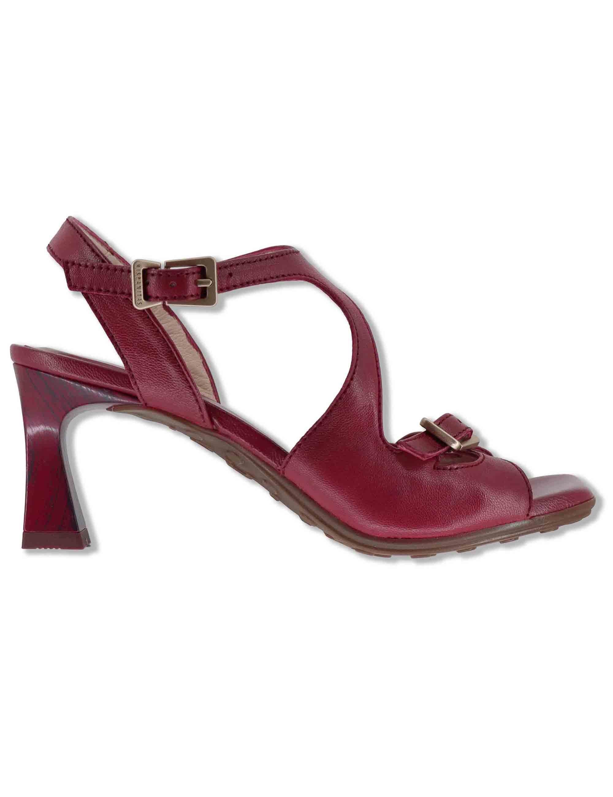 Sandali donna in pelle bordeaux con cinturini regolabili e tacco medio HV264814 CEREZA Hispanitas 