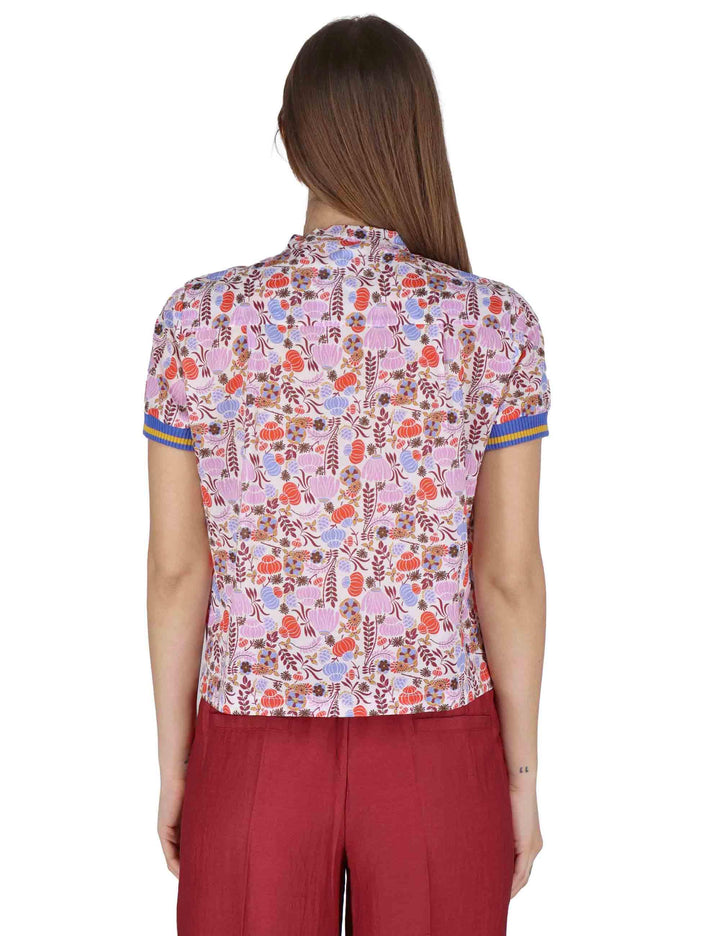 Camicie donna Ribbon Blouse in cotone rosso a fantasia mezze maniche JABCM0001-F1395-1229 85 Justmine 