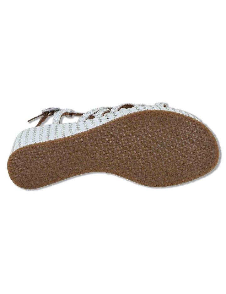 Sandali donna in pelle intrecciata bianca con zeppa alta WD319R29 500051 Vueva 