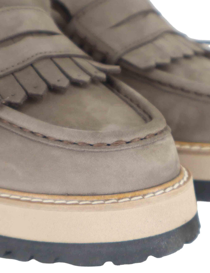 Mocassini donna in pelle taupe con suola in gomma alta e punta tonda SP56888 014 Spatarella 