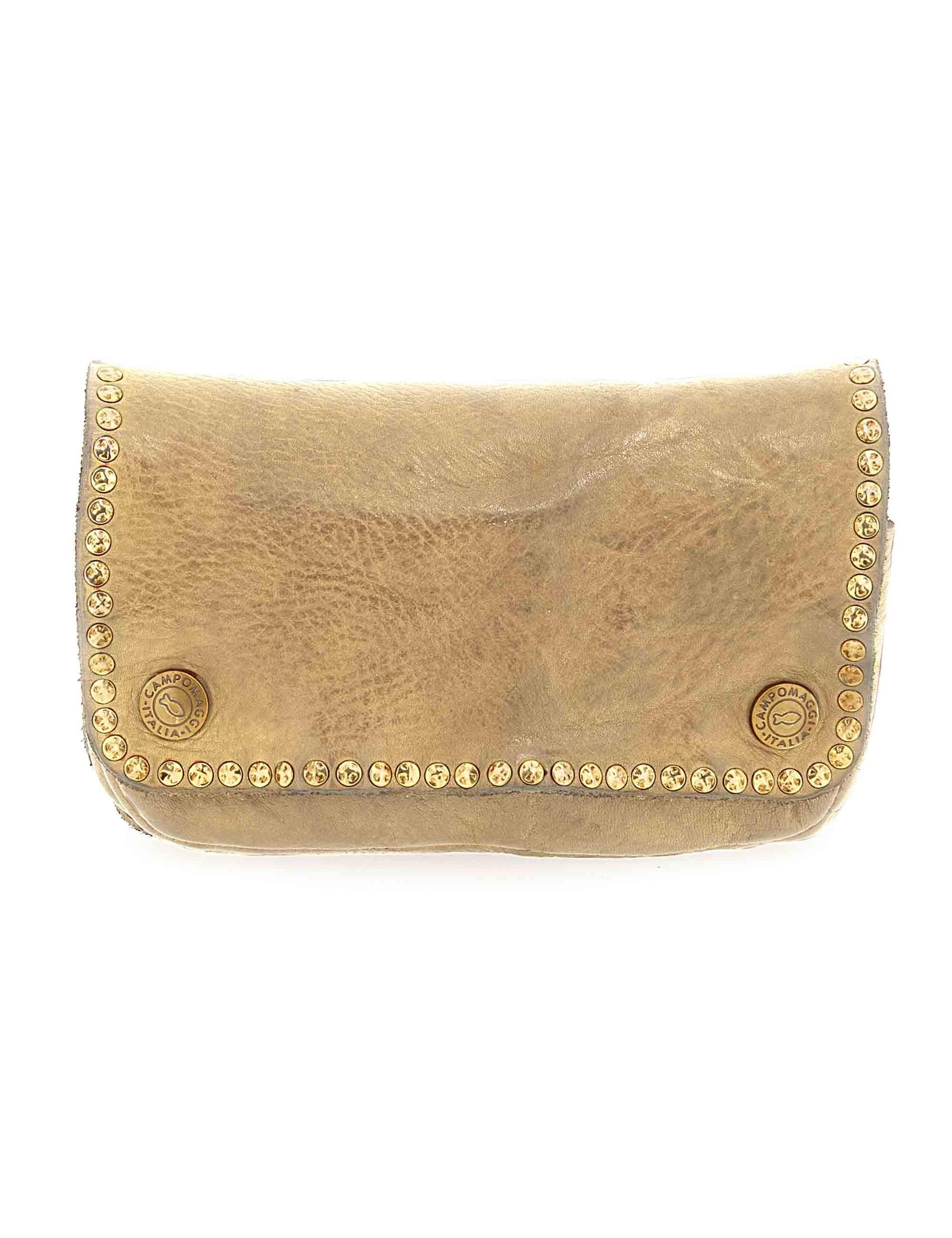 Borse pochette donna Kura in pelle beige con borchie oro C040680ND X0007 C0539 Campomaggi 