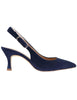 LANZ KS_OCEAN Women's Blue Suede High Heel Slingback Pumps