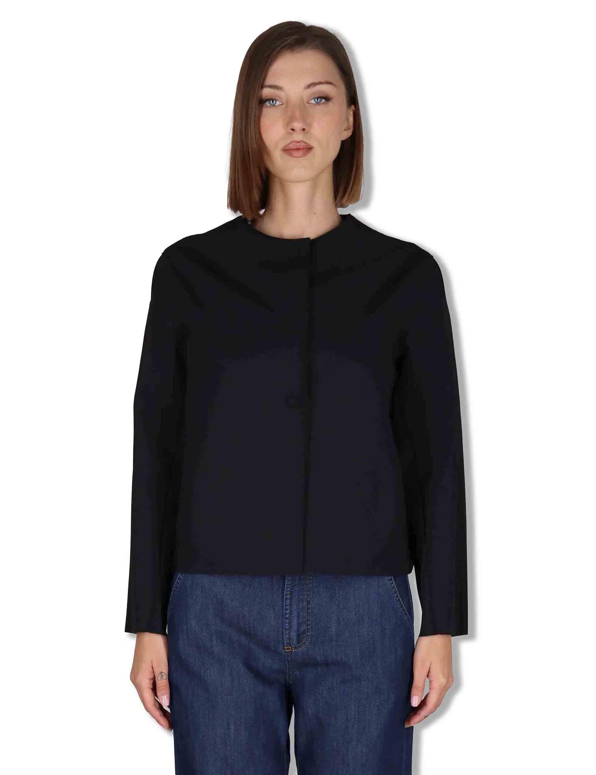 Giubbini donna in tessuto stretch nero con bottoni a scomparsa 50260008 017 Ewooluzione 