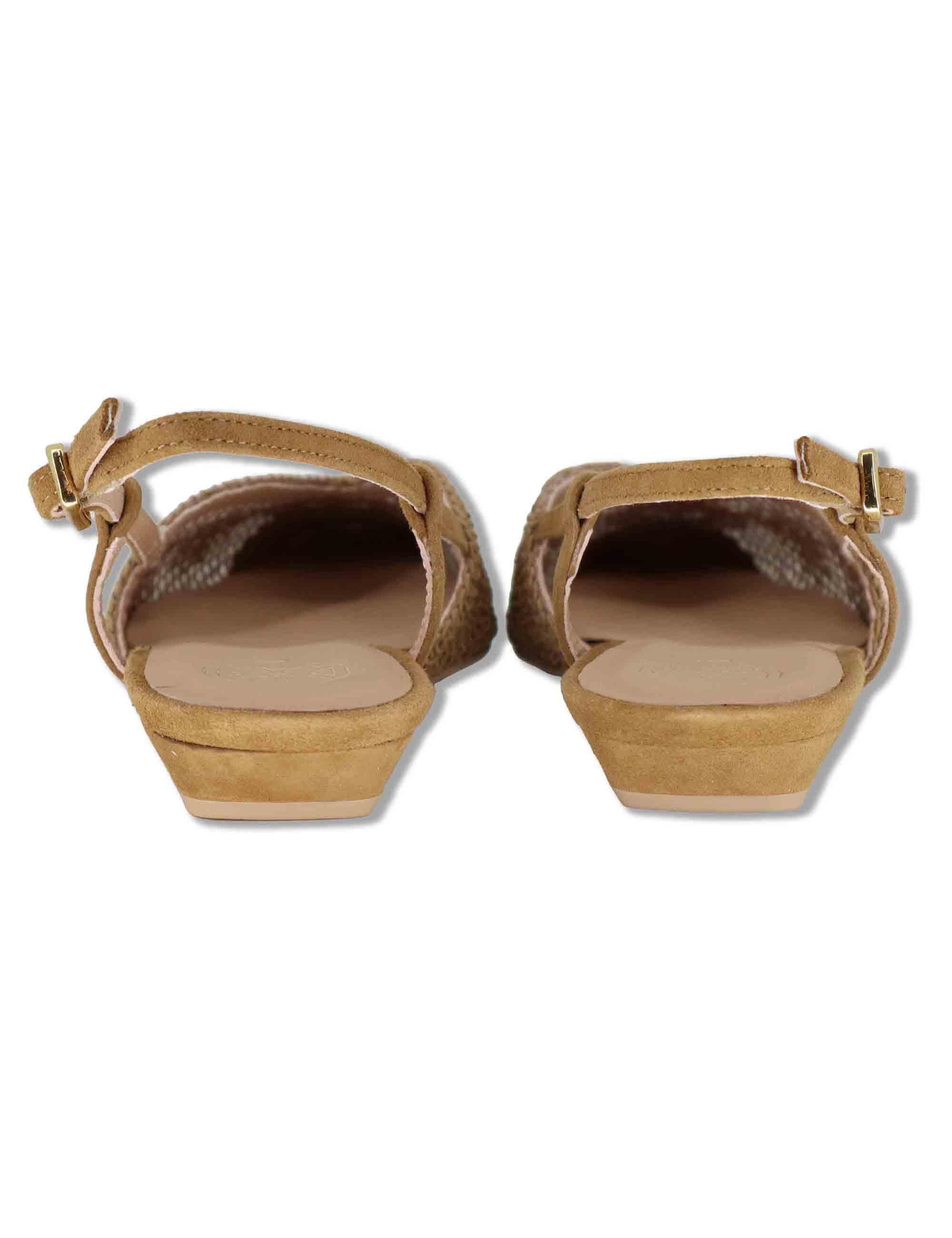 Decollete slingback donna in tessuto cuoio ricamato con tacco basso COTIS KS MISTRAL Unisa 