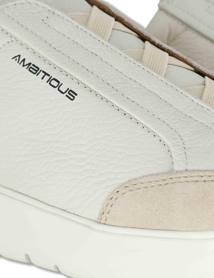 Sneakers uomo Hover in pelle beige con elastici e suola alta in gomma 13721A 7333AM Ambitious 
