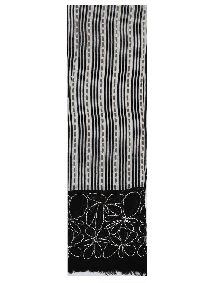Stole maxi donna in misto lino a righe nere con pois Righe 60260017 0012 Pyaar 