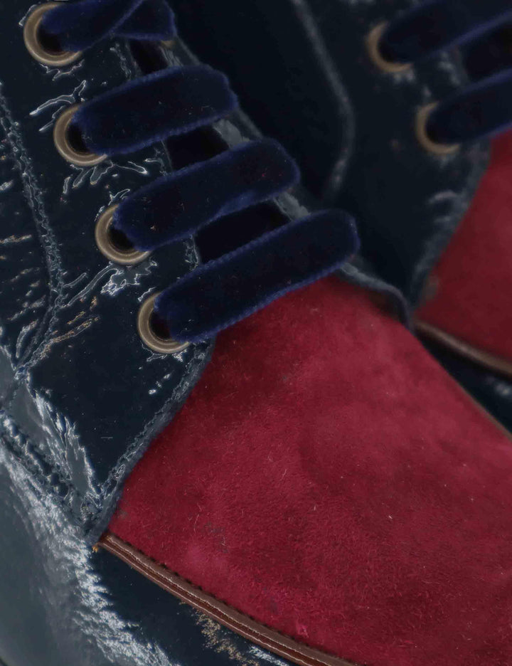 Stringate donna in pelle blu bicolore con tacco alto 5115Z 016 Les Venues 