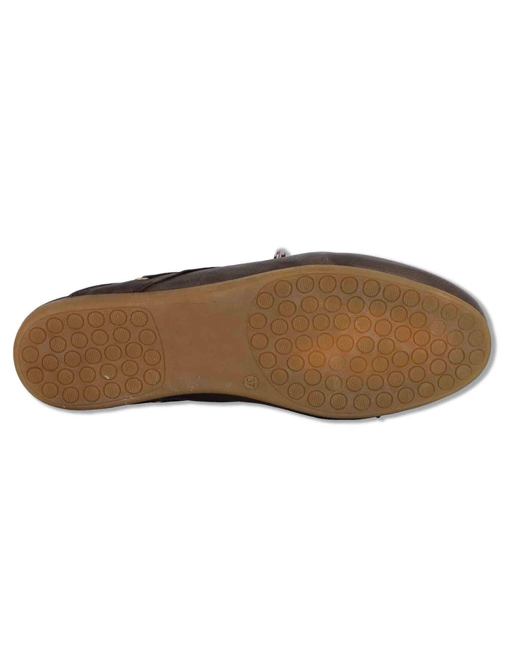 Sabot donna in pelle marrone con doppi lacci e suola bassa in gomma SP91 014 Spatarella 