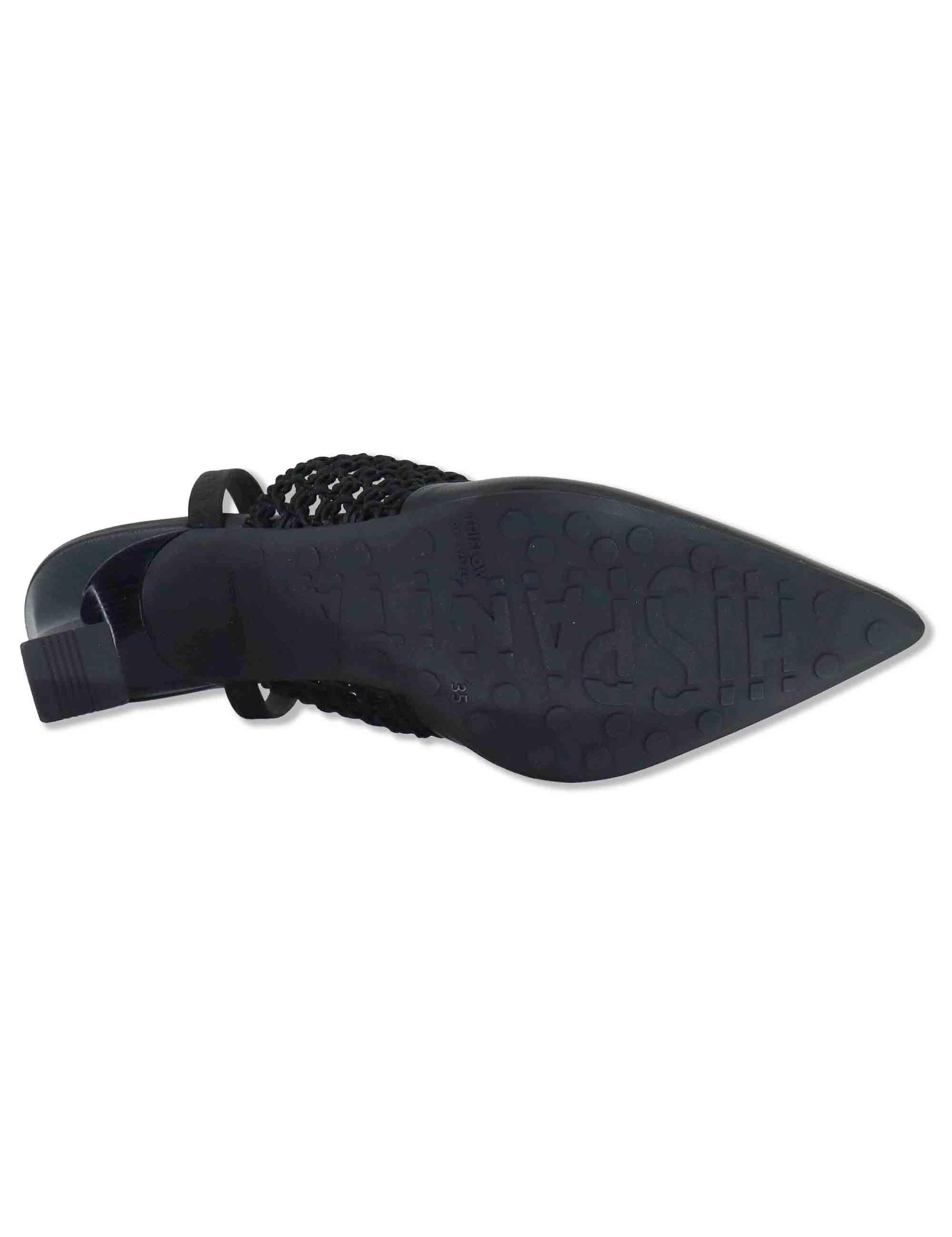Decollete slingback donna in pelle nera con tacco alto e cinturino elastico HV264779 BLACK Hispanitas 