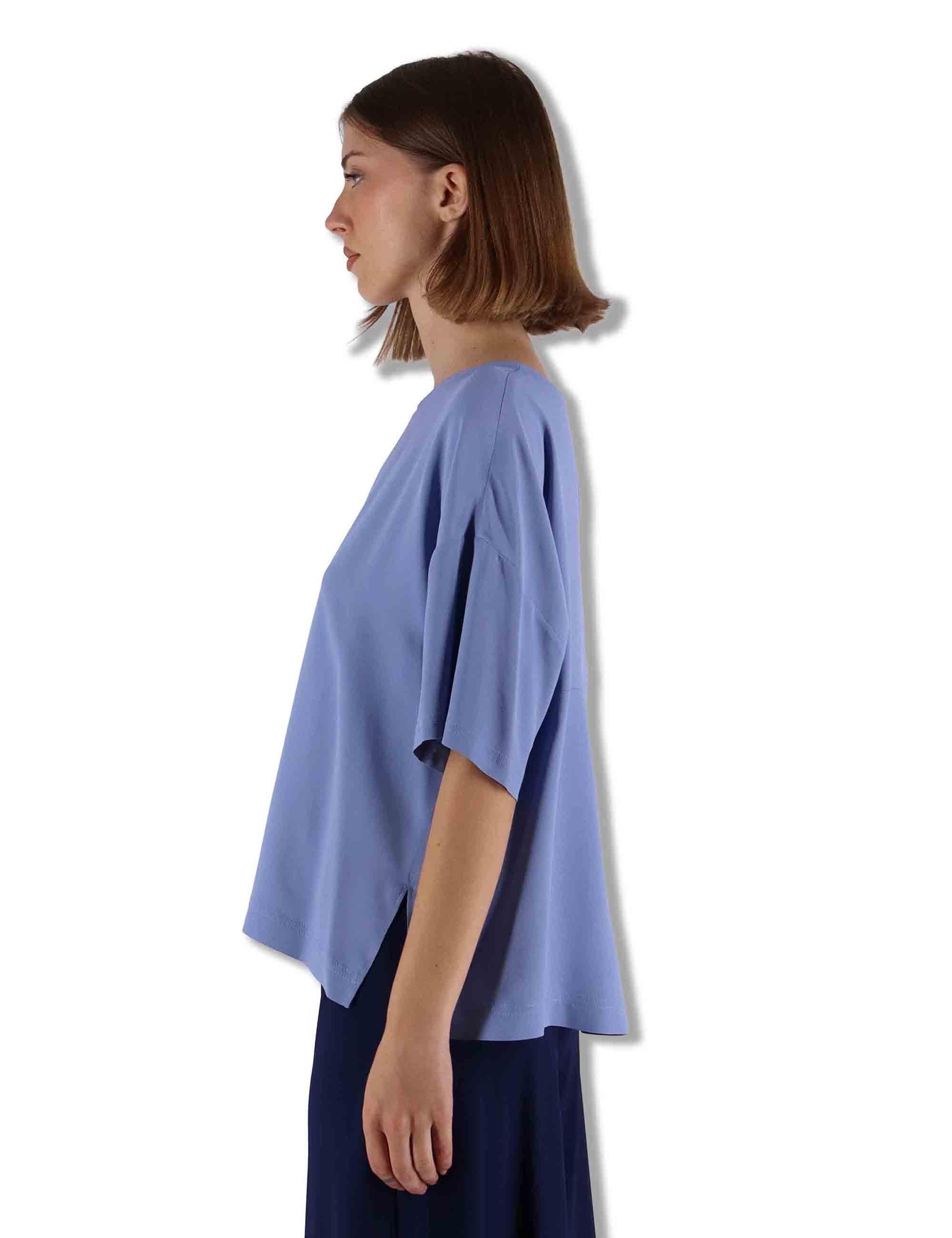 Camicie donna Fluid Crepe in misto seta azzurro maniche a 3/4 JM440050672 81001 Maliparmi 