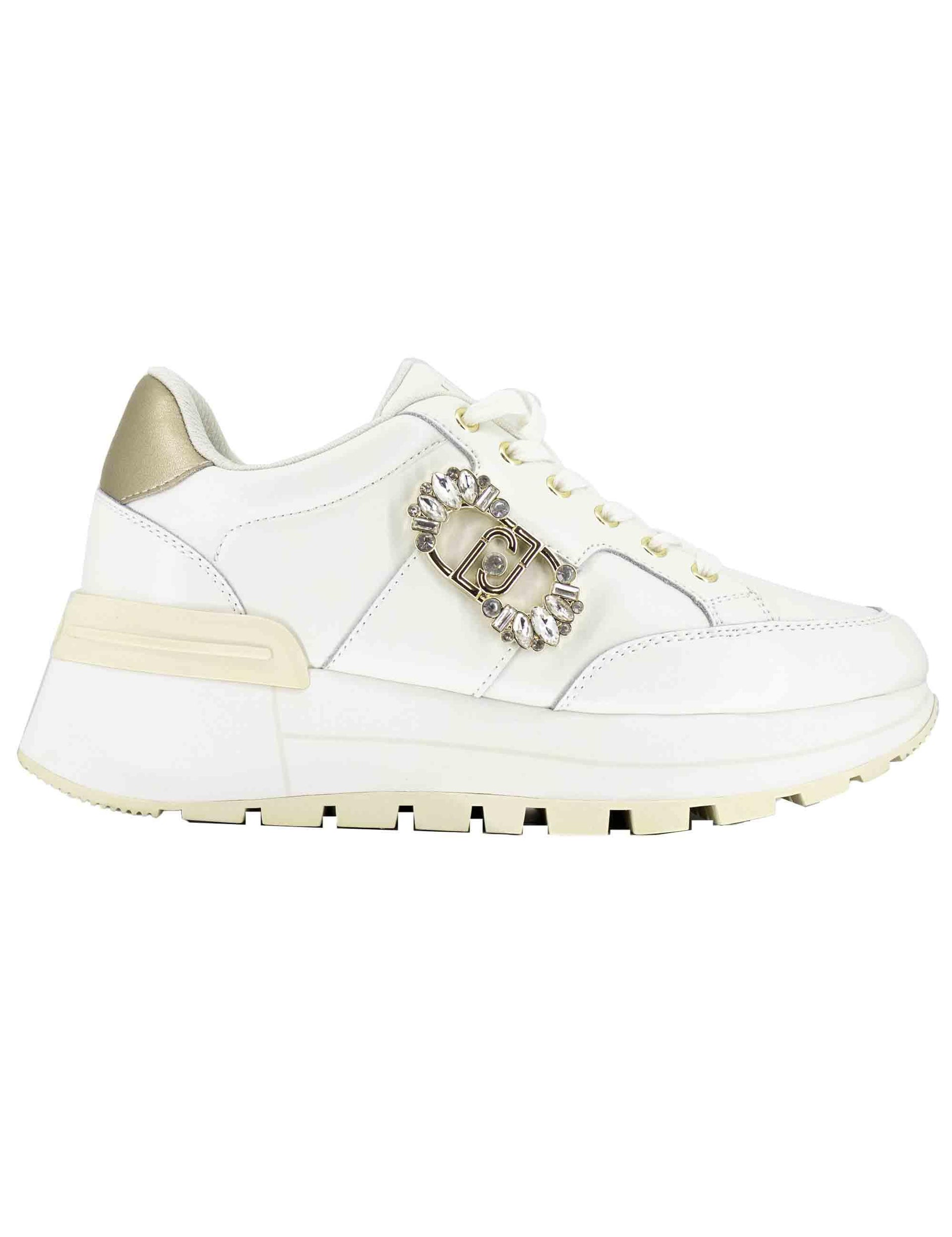 Sneakers donna Amazing 41 in pelle off white con suola in gomma alta BF5043PX026S1874 Off White Liu-Jo 