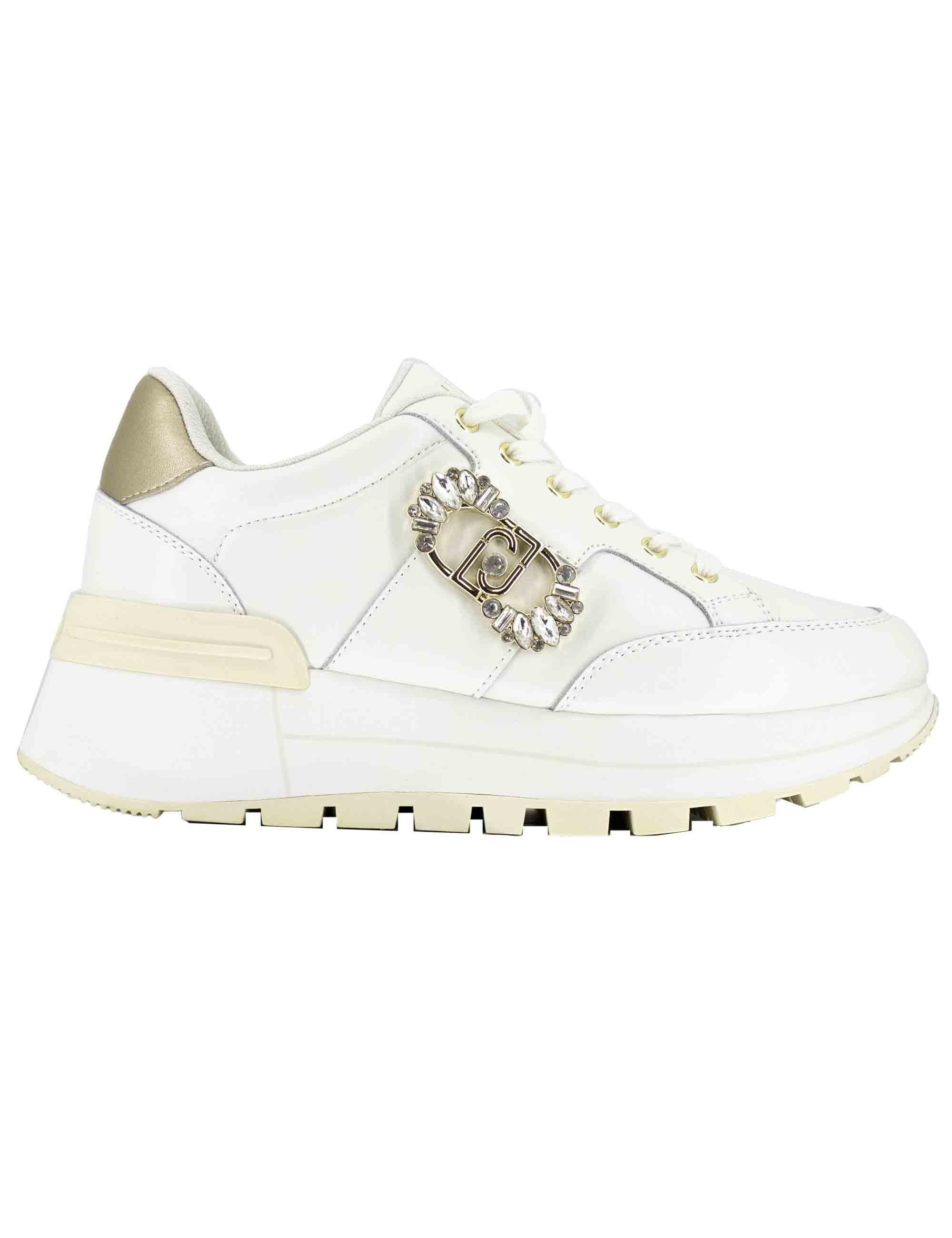 Sneakers donna Amazing 41 in pelle off white con suola in gomma alta BF5043PX026S1874 Off White Liu-Jo 