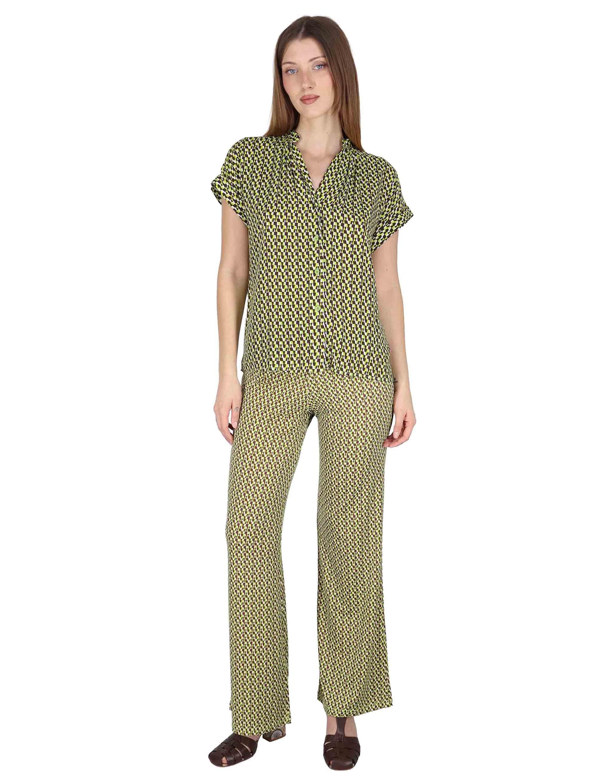 Camicie donna Flared Shirt in viscosa naturale verde stampata JABCM0001-F1526-1245 7046 Justmine 
