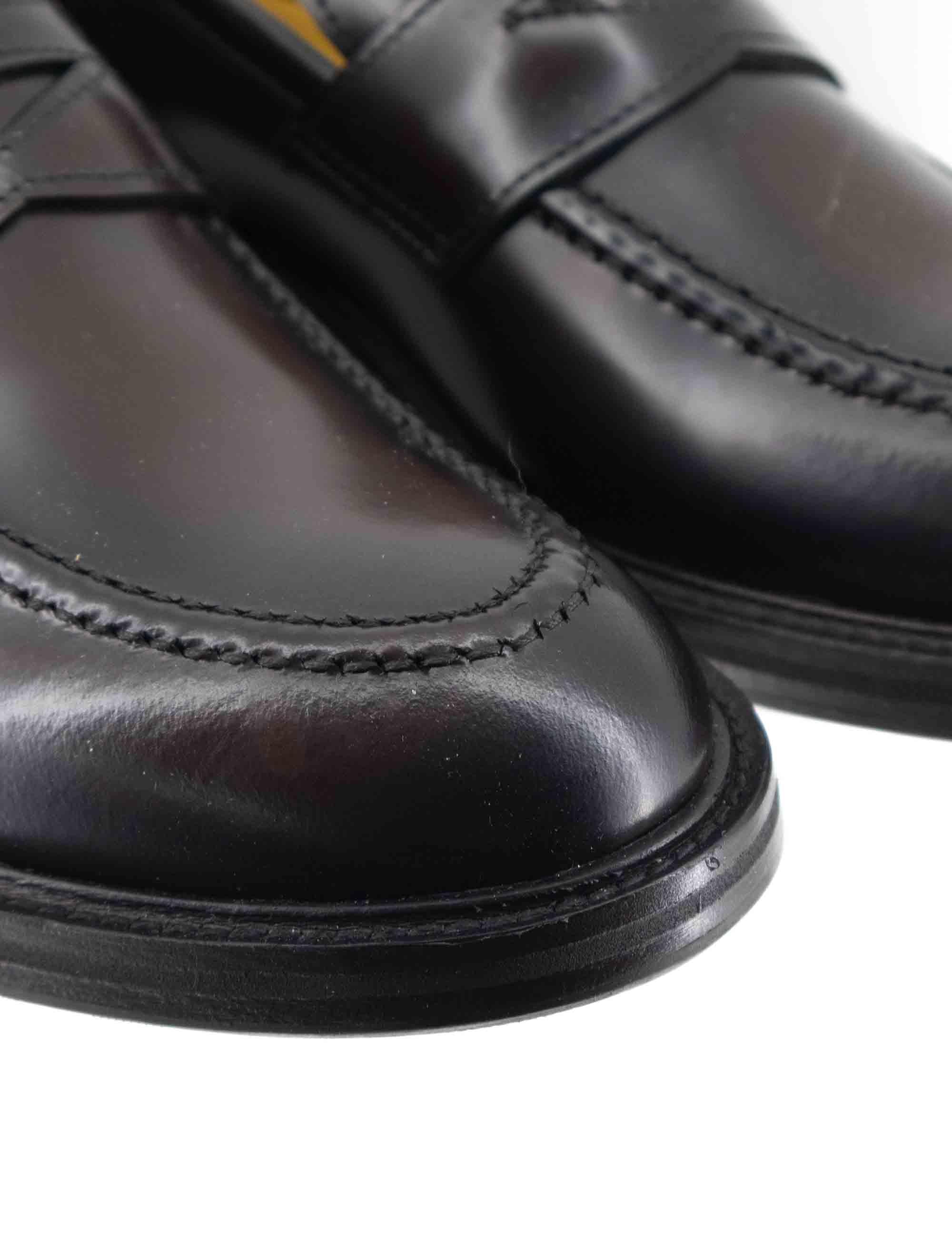 Mocassini uomo in pelle marrone con suola in cuoio e gomma cucita SP10401 014 Spatarella 