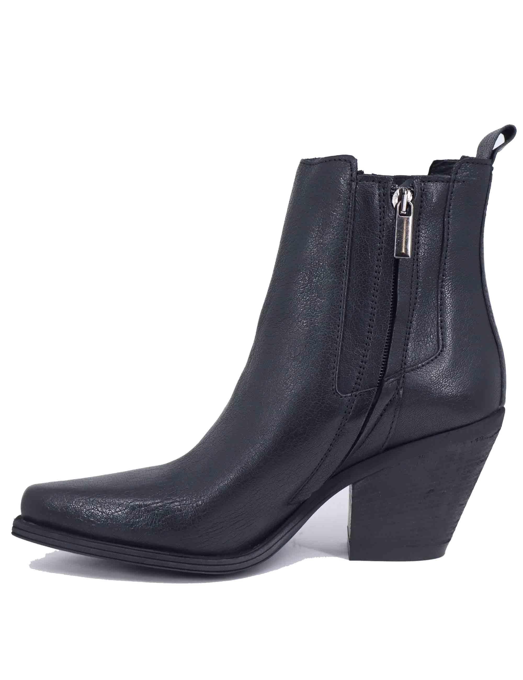 Stivaletti texani donna in pelle nera tacco alto CAYO03 001 Zoe 