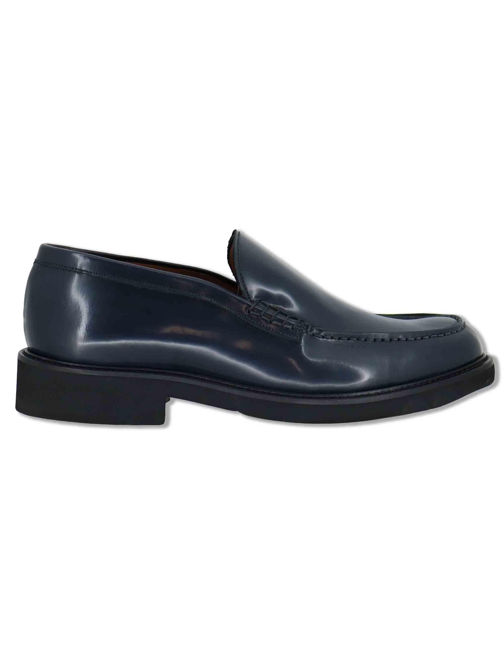 Mocassini uomo in pelle lucida blu fondo gomma senza bendina SP06 002 Spatarella 