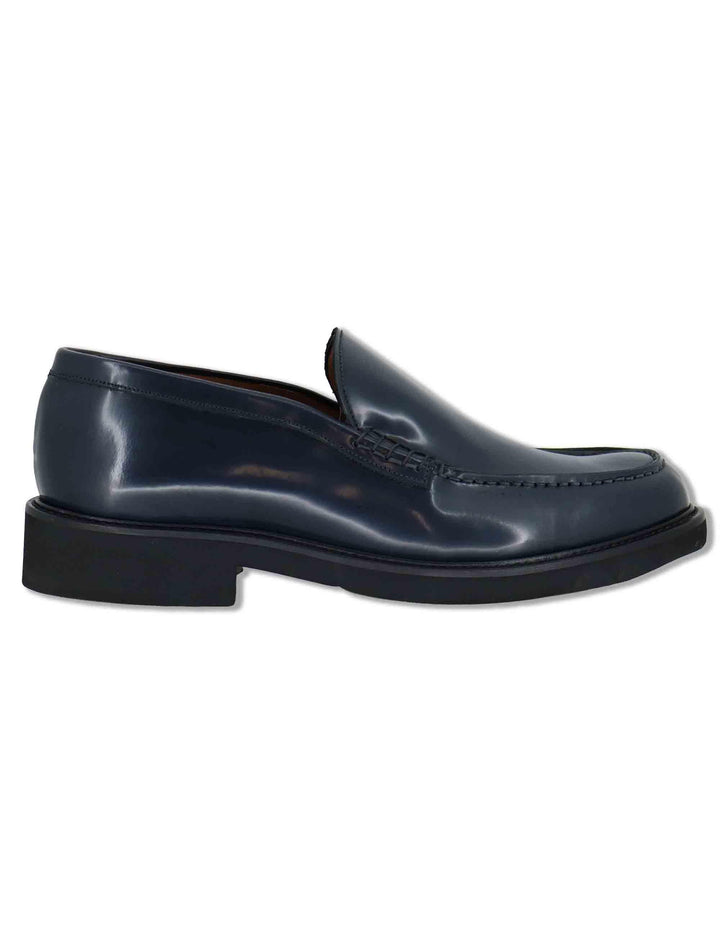Mocassini uomo in pelle lucida blu fondo gomma senza bendina SP06 002 Spatarella 