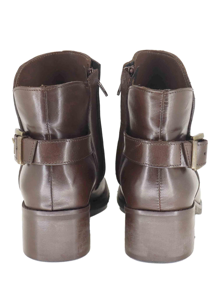 Stivaletti donna in pelle marrone con fibbia laterale e tacco medio SPST1003 014 Spatarella 