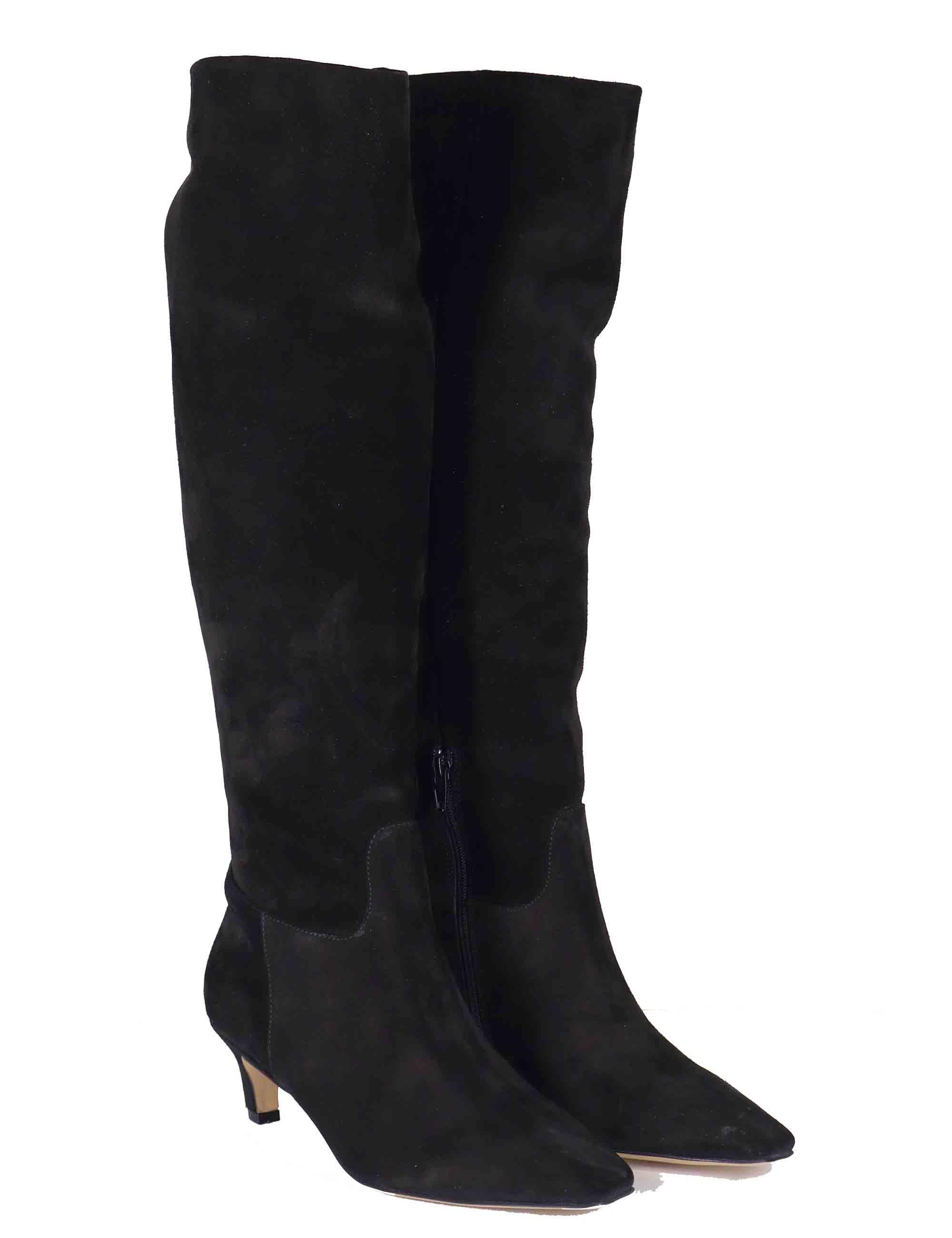 Stivali donna in camoscio nero tacco basso 558B30AA 03 Bibi Lou 