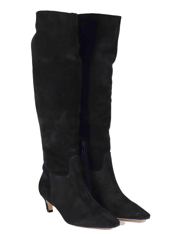 Stivali donna in camoscio nero tacco basso 558B30AA 03 Bibi Lou 