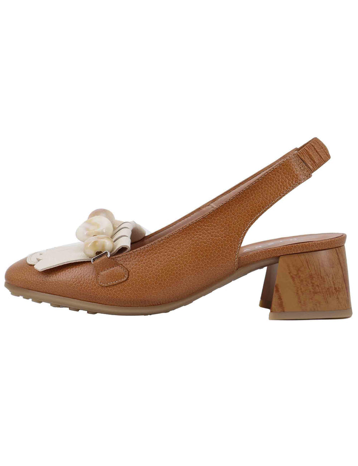 Slingback donna in pelle cuoio con frange HV253945 C001 Hispanitas 